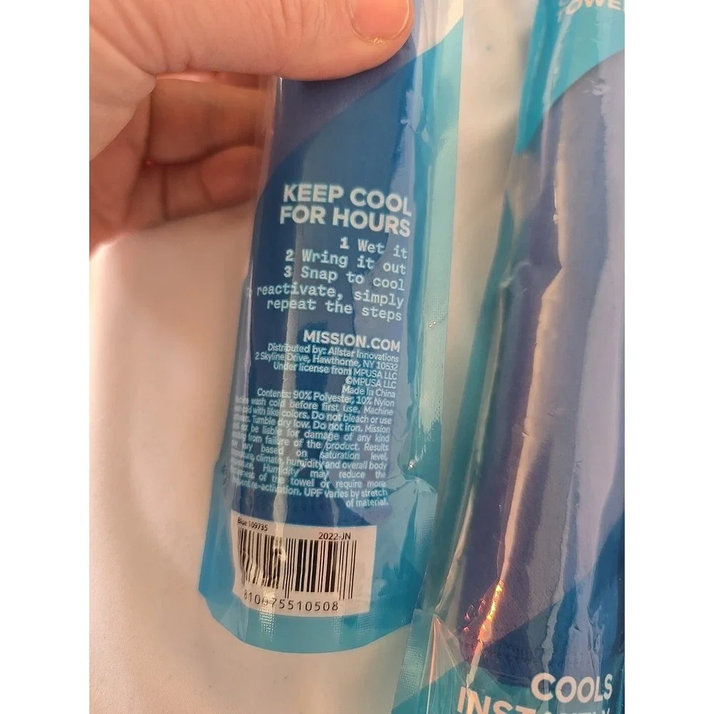 Lot Of 5, Blue Mission Reusable Instant Cooling Towels 8 x 30